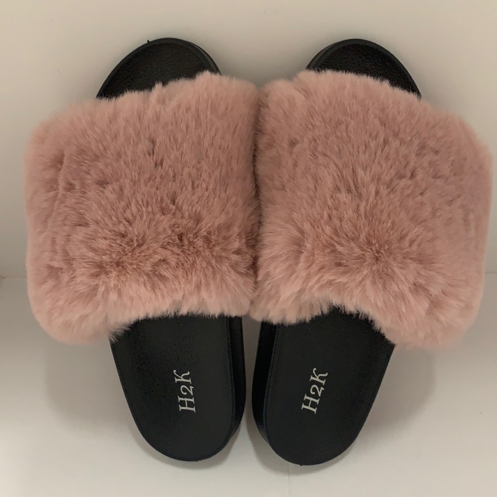 Woman fur slipper sandal indoor outdoor size 10